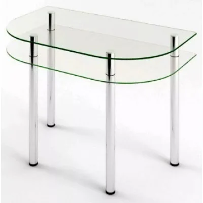 Glass dining table D-09-1 with tempered glass and chrome legs